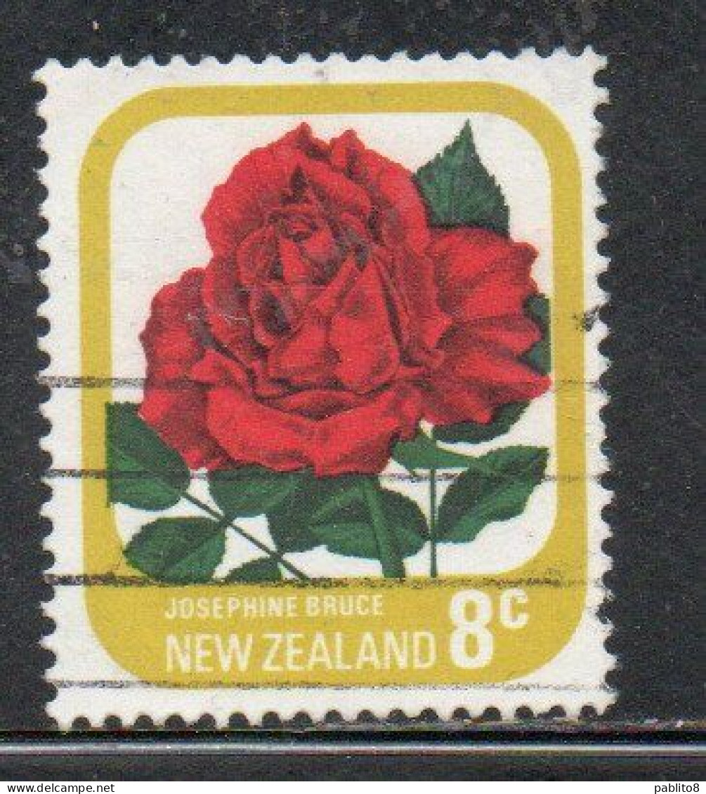 NEW ZEALAND NUOVA ZELANDA 1975 ROSES FLORA FLOWERS JOSEPHINE BRUCE 8c USED USATO OBLITERE' - Oblitérés