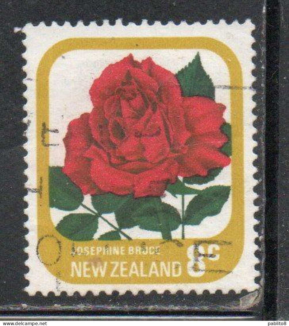 NEW ZEALAND NUOVA ZELANDA 1975 ROSES FLORA FLOWERS JOSEPHINE BRUCE 8c USED USATO OBLITERE' - Oblitérés