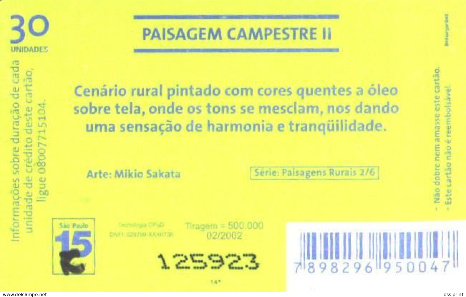 Brasil:Brazil:Used Phonecard, Telefonica, 30 Units, Eating Cows, 2002 - Koeien