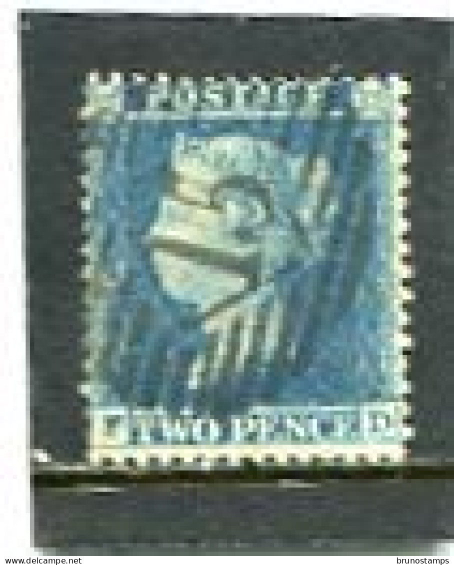 GREAT BRITAIN - 1855  2 D. BLUE  WMK LARGE CROWN  PERF. 14  USED - Usati