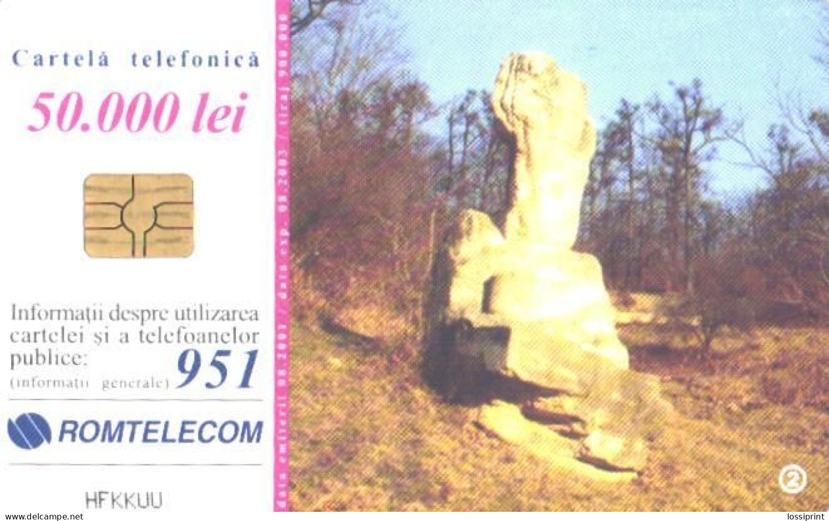 Romania:Used Phonecard, Romtelecom, 50000 Lei, Sculptures - Paesaggi