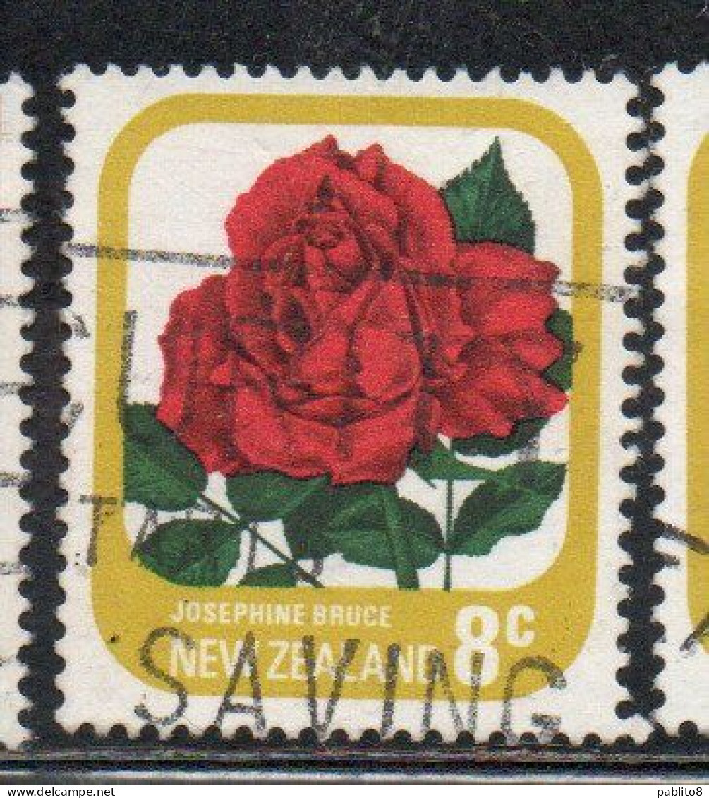 NEW ZEALAND NUOVA ZELANDA 1975 ROSES FLORA FLOWERS JOSEPHINE BRUCE 8c USED USATO OBLITERE' - Used Stamps