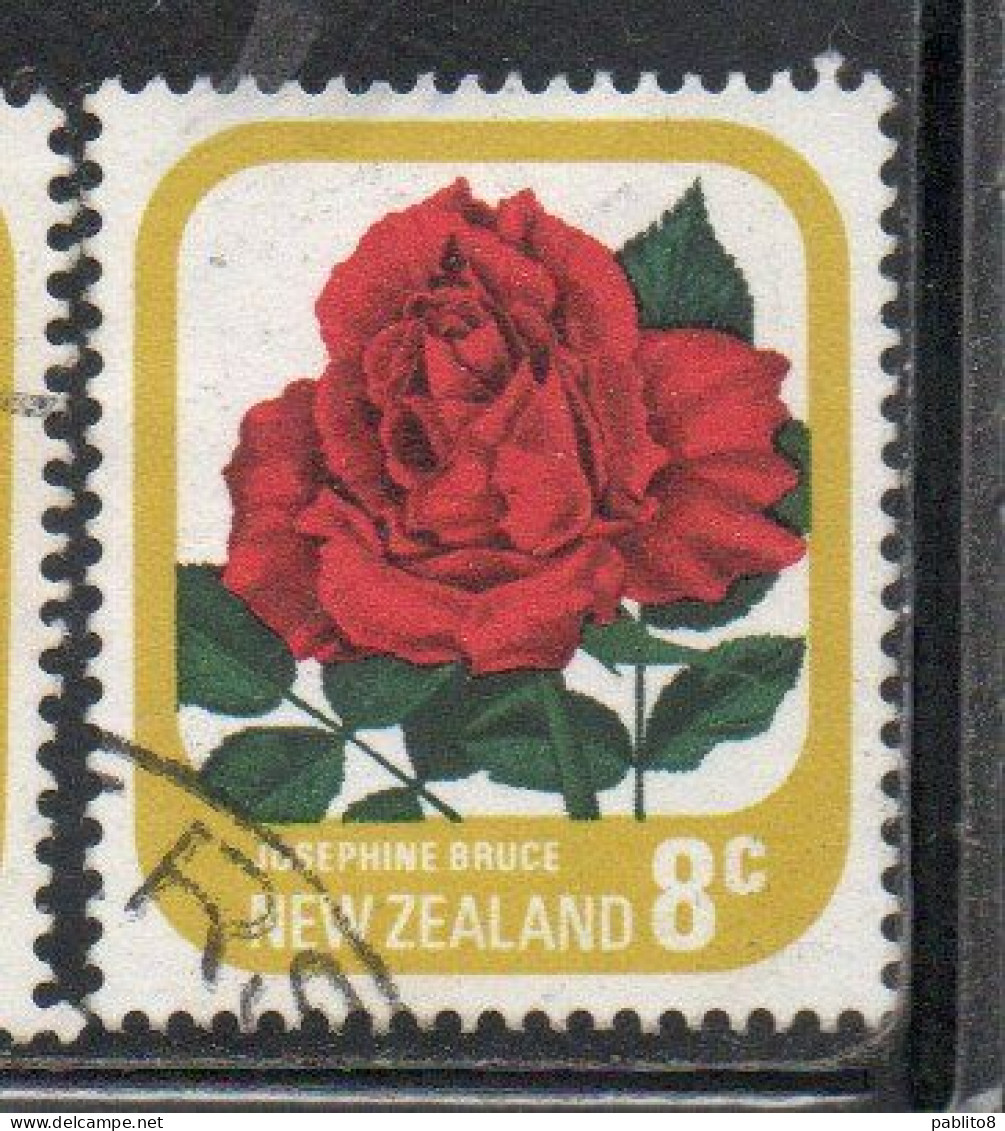 NEW ZEALAND NUOVA ZELANDA 1975 ROSES FLORA FLOWERS JOSEPHINE BRUCE 8c USED USATO OBLITERE' - Used Stamps