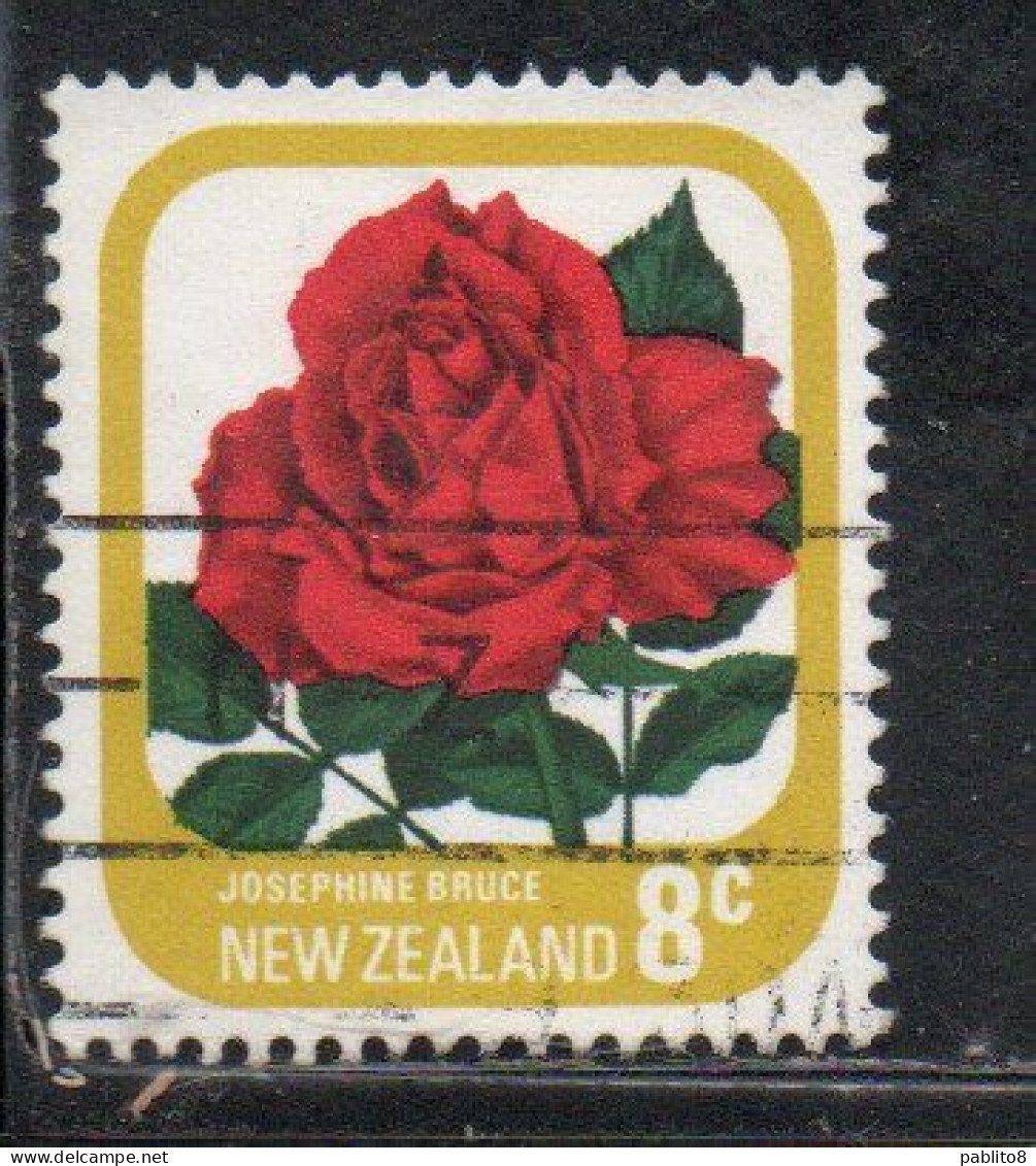 NEW ZEALAND NUOVA ZELANDA 1975 ROSES FLORA FLOWERS JOSEPHINE BRUCE 8c USED USATO OBLITERE' - Used Stamps