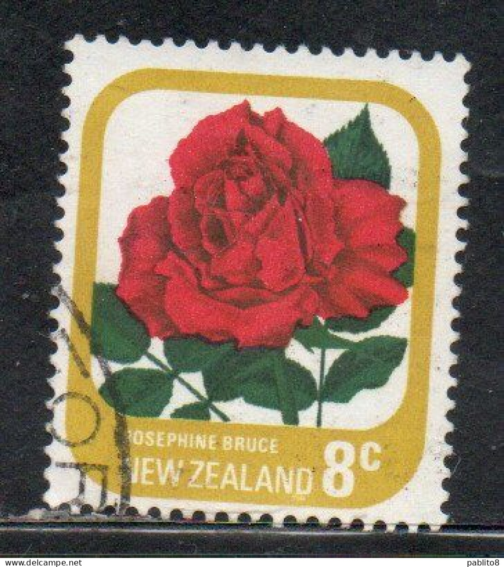 NEW ZEALAND NUOVA ZELANDA 1975 ROSES FLORA FLOWERS JOSEPHINE BRUCE 8c USED USATO OBLITERE' - Oblitérés