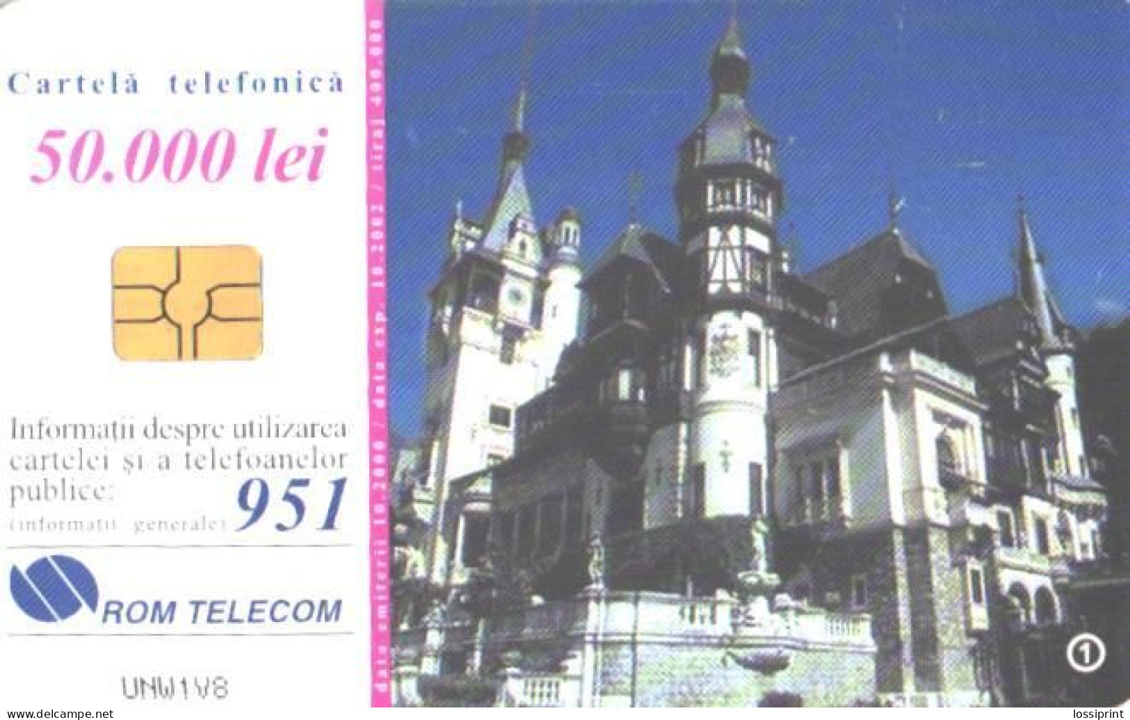 Romania:Used Phonecard, Romtelecom, 50000 Lei, Peles Castle - Landscapes