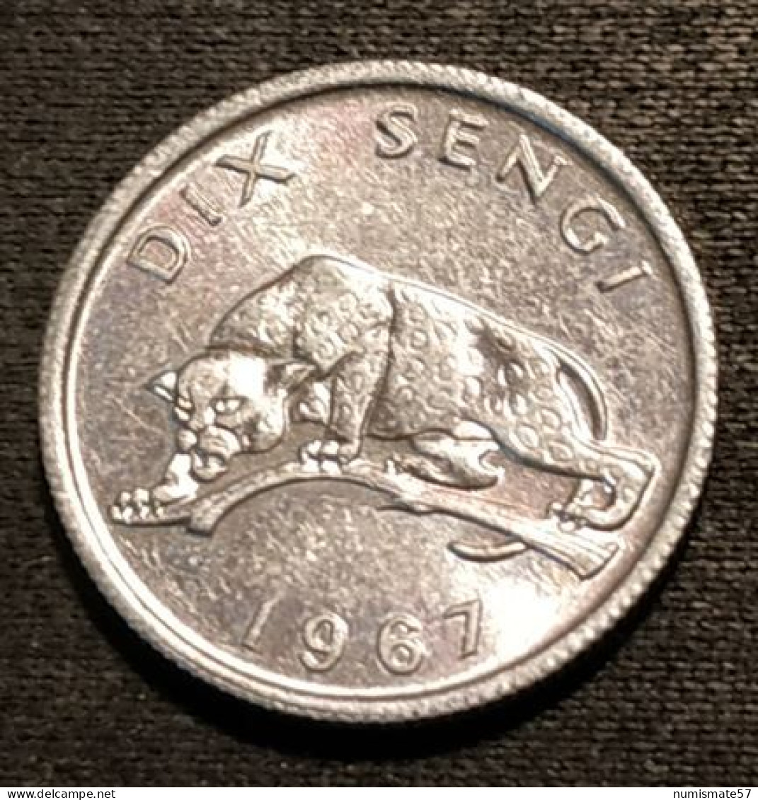 CONGO - 10 SENGI 1967 - KM 7 - Léopard - Congo (República Democrática 1964-70)