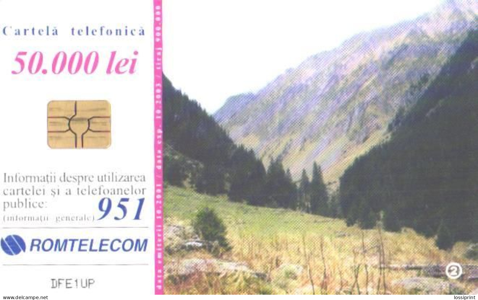 Romania:Used Phonecard, Romtelecom, 50000 Lei, Mountains - Montañas