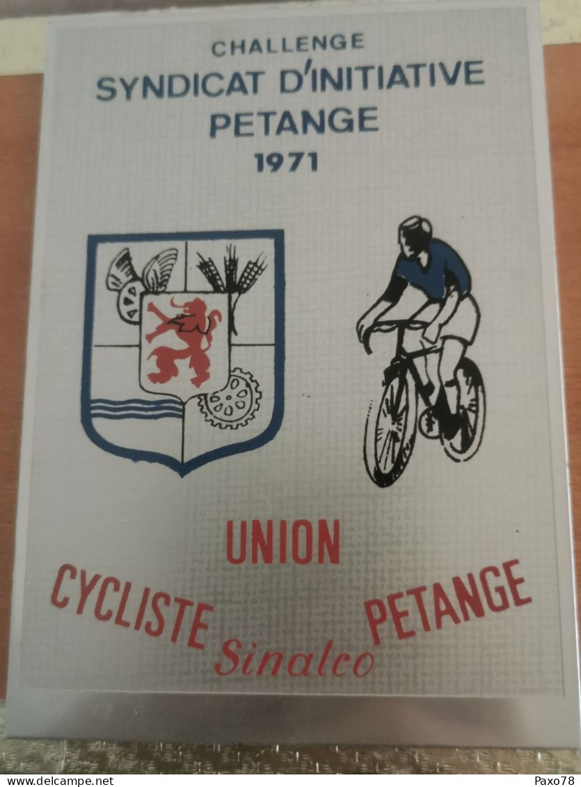Luxembourg Médaille, Cyclisme, Challenge Syndicat D'initiative Petange 1971 - Andere & Zonder Classificatie