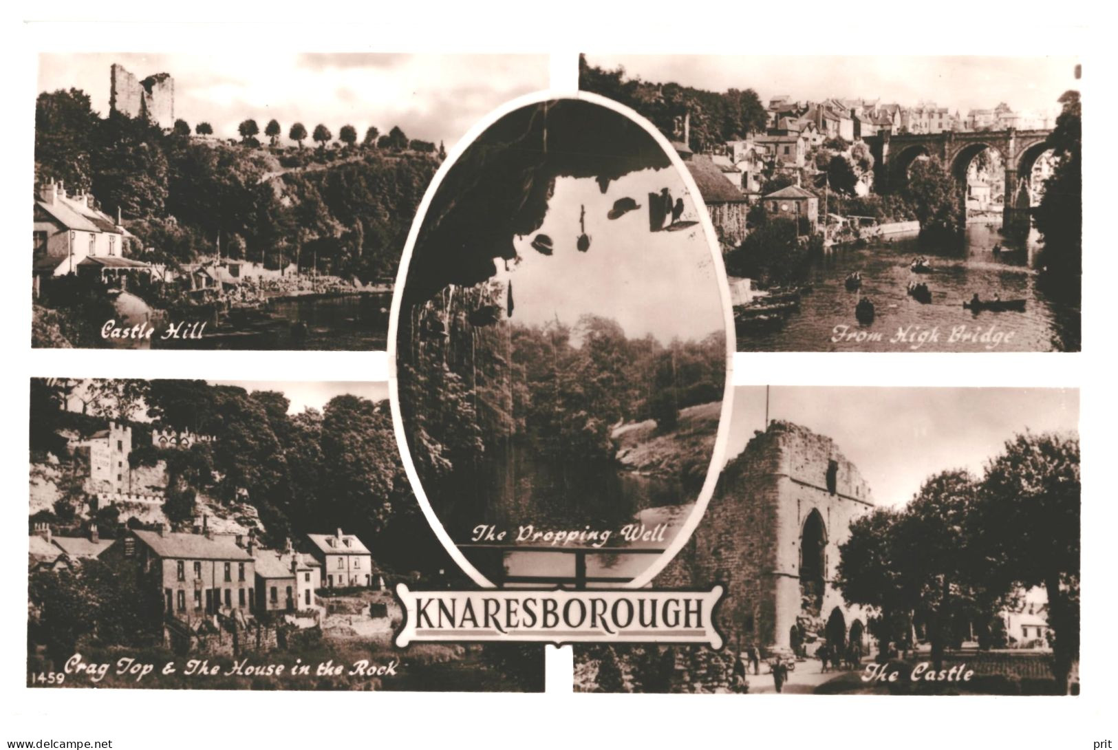Greetings From Knaresborough Harrogate Yorkshire 1930s Unused Multi-view Photo Postcard. Publisher C.Richter Ltd London - Harrogate