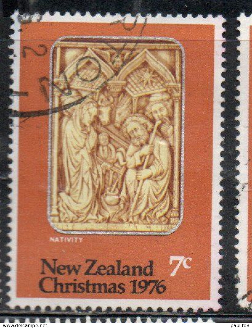 NEW ZEALAND NUOVA ZELANDA 1976 NATIVITY CHRISTMAS NATALE NOEL WEIHNACHTEN NAVIDAD 7c USED USATO OBLITERE' - Oblitérés