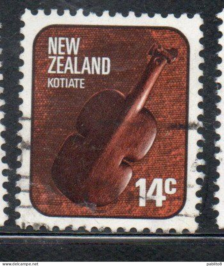 NEW ZEALAND NUOVA ZELANDA 1976 MAORI ARTIFACTS KOTIATE VIOLIN-SHAPED WEAPON 14c USED USATO OBLITERE' - Used Stamps