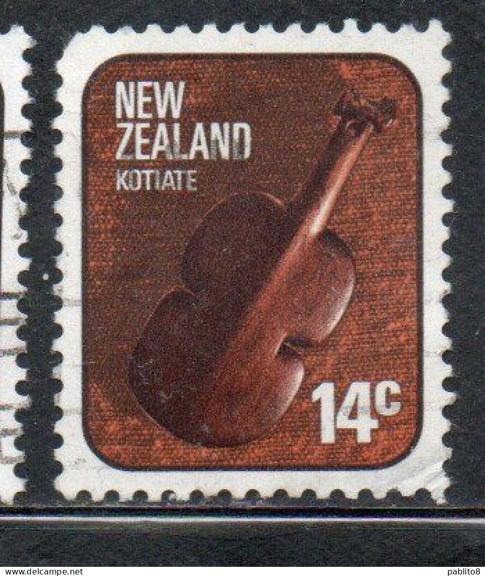 NEW ZEALAND NUOVA ZELANDA 1976 MAORI ARTIFACTS KOTIATE VIOLIN-SHAPED WEAPON 14c USED USATO OBLITERE' - Used Stamps