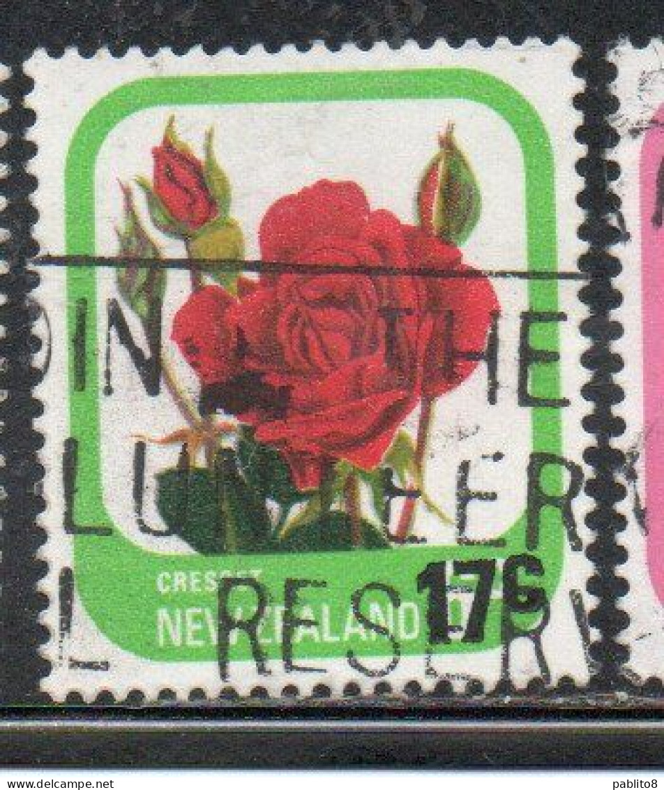 NEW ZEALAND NUOVA ZELANDA 1979 SURCHARGED ROSES FLORA FLOWERS CRESSET 17 On 6c USED USATO OBLITERE' - Usados