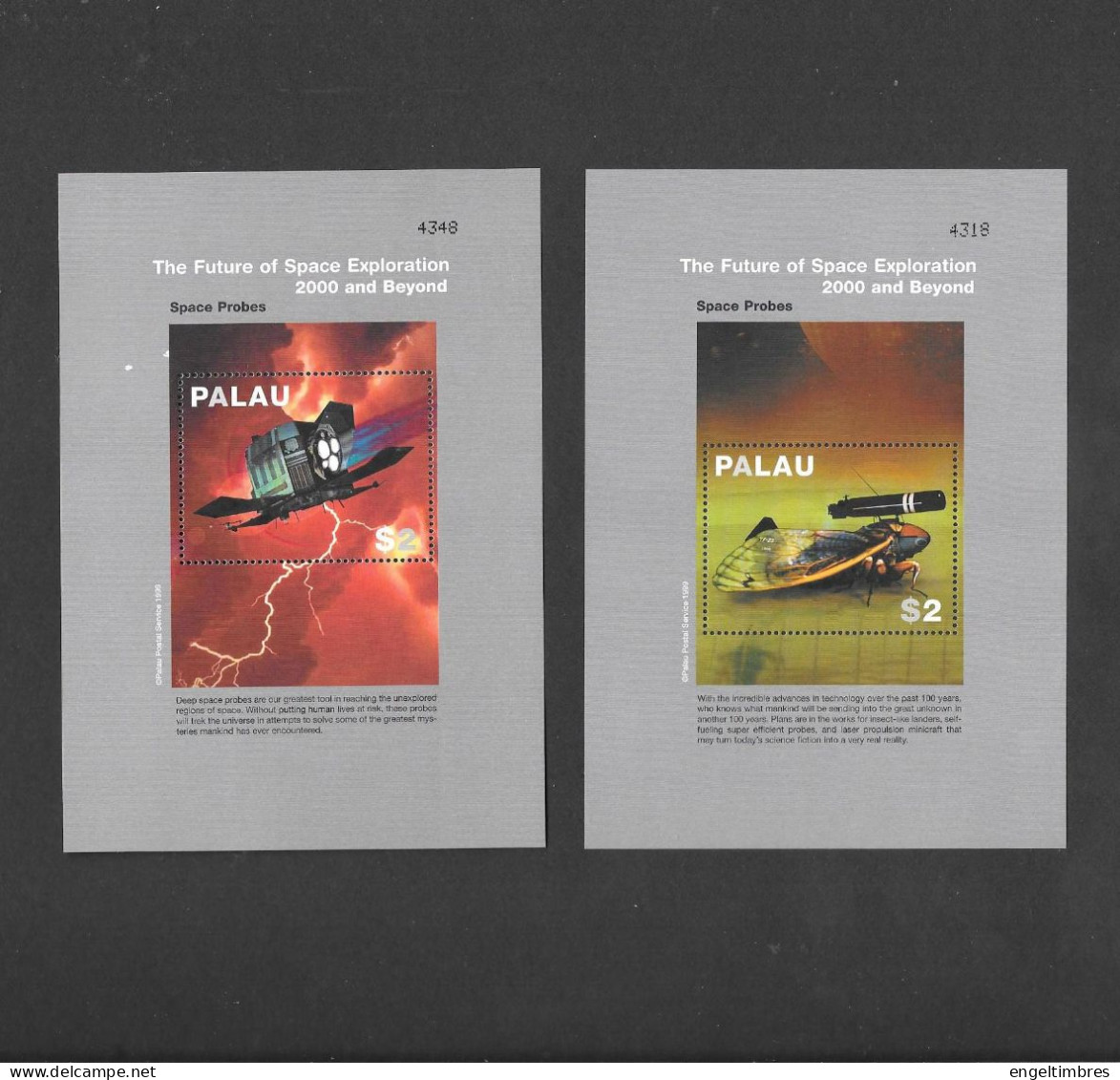 PALAU  SPACE 2000  The Future Of Space Exploration   -  4 Minisheets  See Scans & Notes - Palau