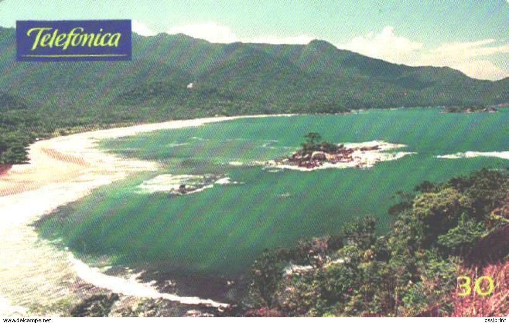 Brasil:Brazil:Used Phonecard, Telefonica, 30 Units, Castelhanos Beach, 1999 - Paisajes