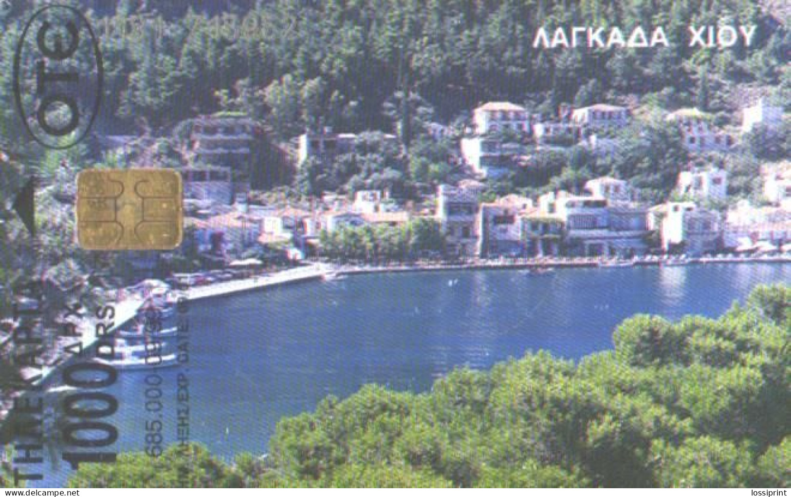 Greece:Used Phonecard, OTE, 1000 Drahms, Lagkada Xioy, Town View, 1999 - Landscapes