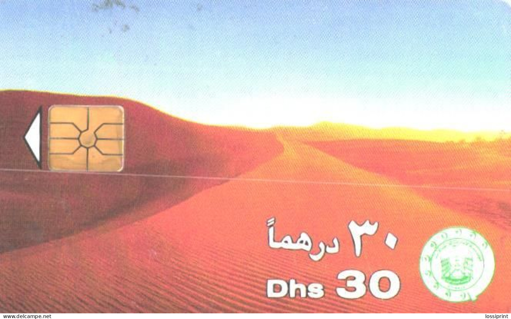 United Arab Emirates:Used Phonecard, Emirates Telecommunications Corporation, 30 DHS, Desert View - Paesaggi