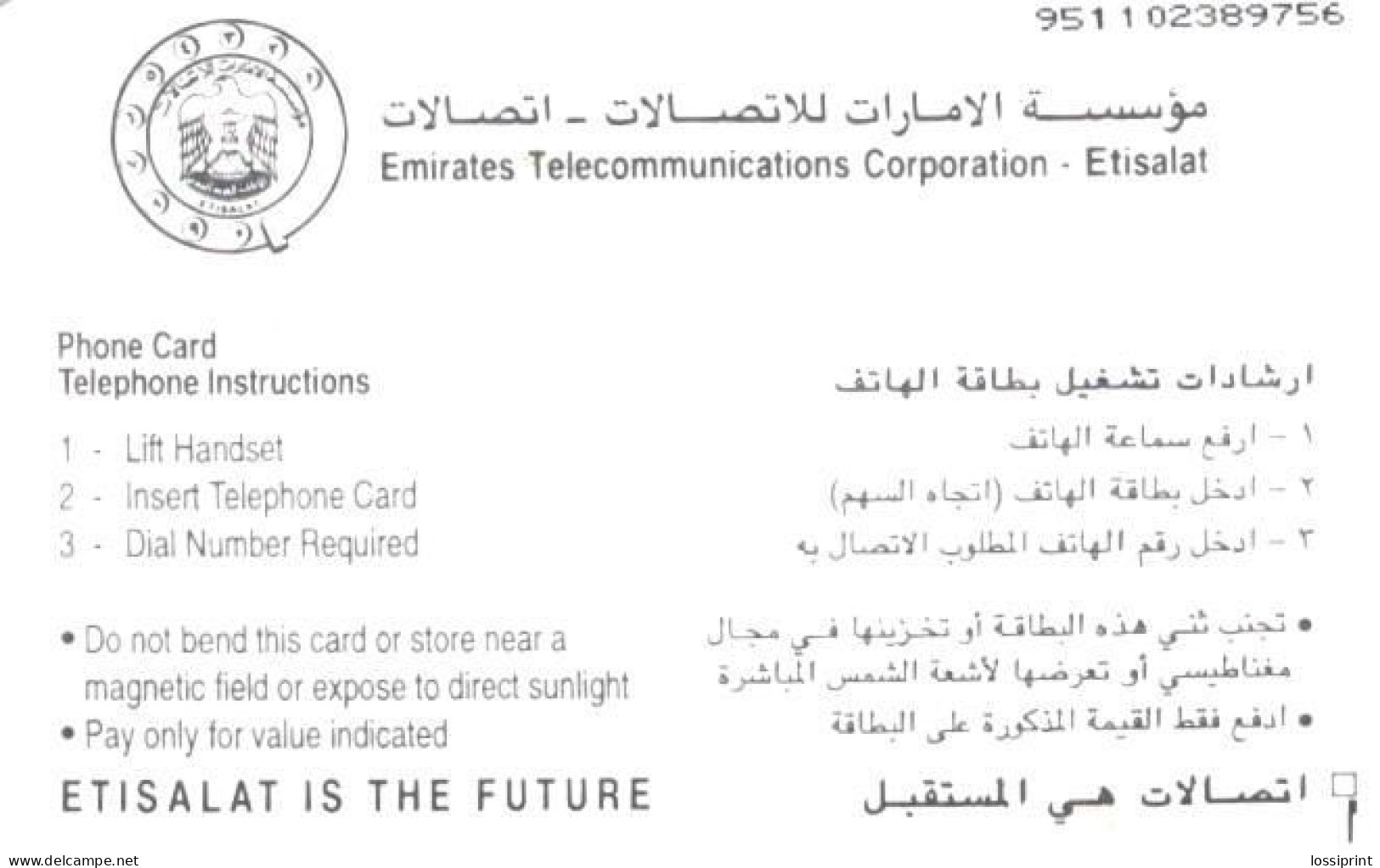 United Arab Emirates:Used Phonecard, Emirates Telecommunications Corporation, 30 DHS, Desert View - Paesaggi