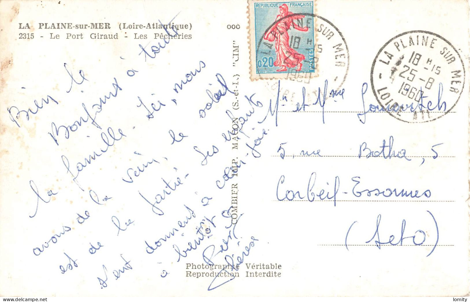 44 La Plaine Sur Mer Le Port Giraud Les Pecheries CPSM PF Cachet La Plaine Sur Mer 1960 - La-Plaine-sur-Mer