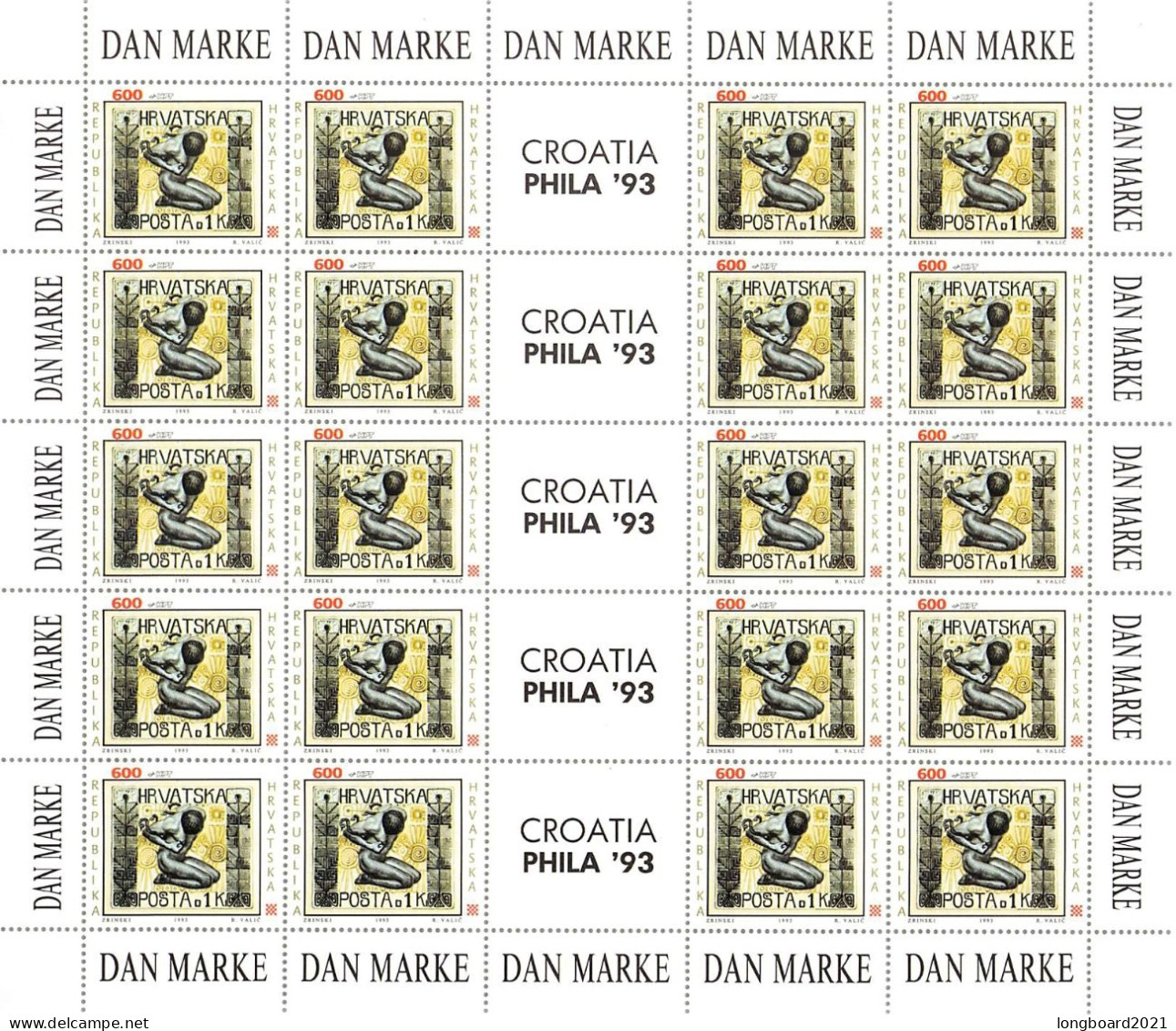 CROATIA - MINISHEET 1993 STAMP DAY Mi 253 MNH / A - Croatie