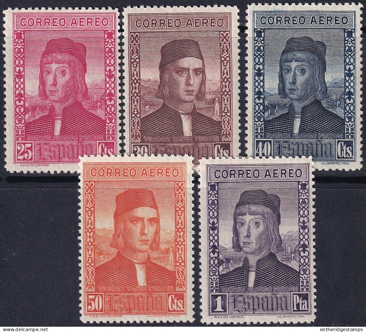 Spain 1930 Sc C36-40 España Ed 552-6 Air Post Partial Set MLH* - Nuevos