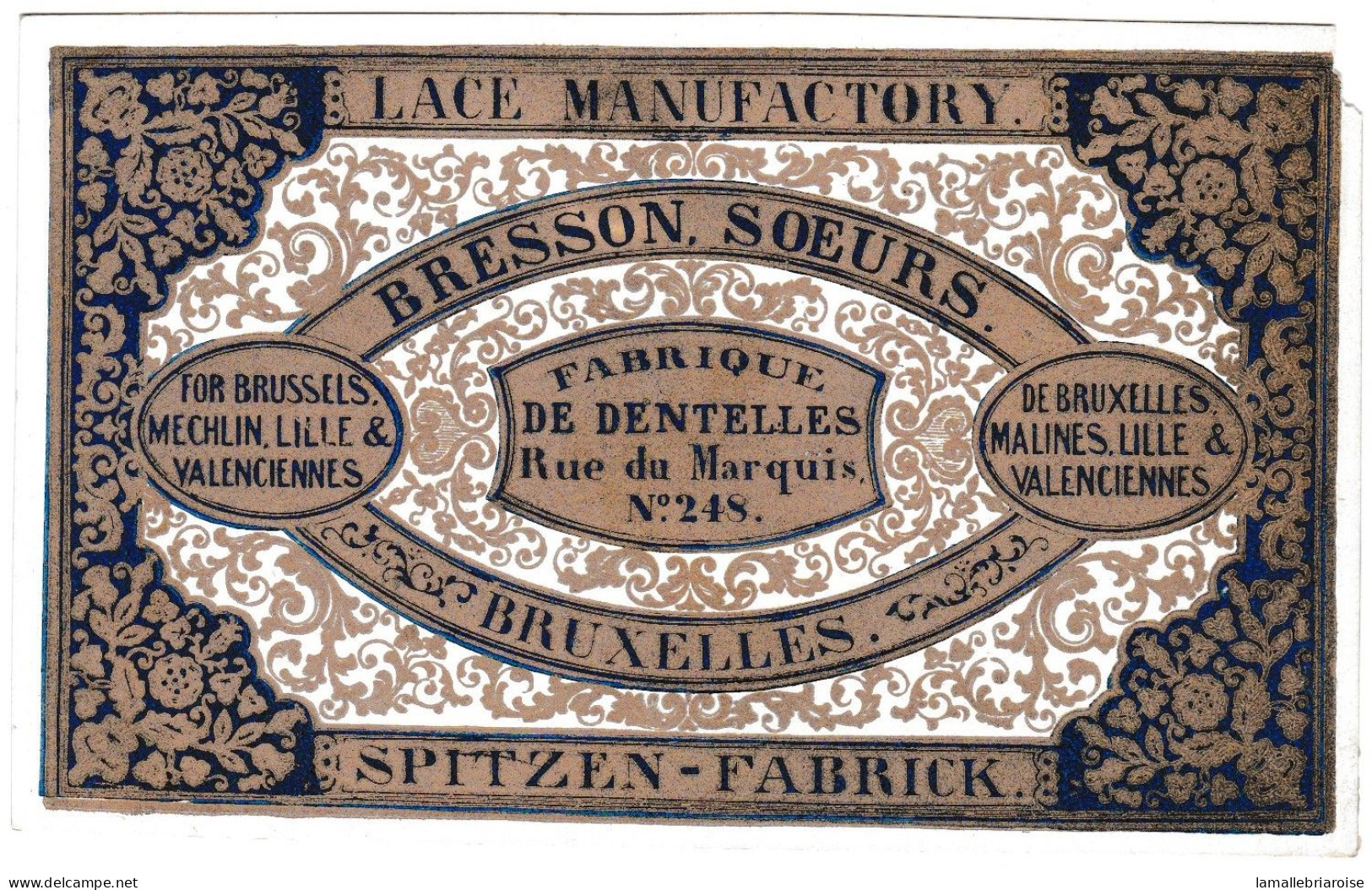 Belgique "Carte Porcelaine" Porseleinkaart, Bresson Soeurs, Dentelles, Bruxelles, Dim:125 X 78mm - Cartoline Porcellana