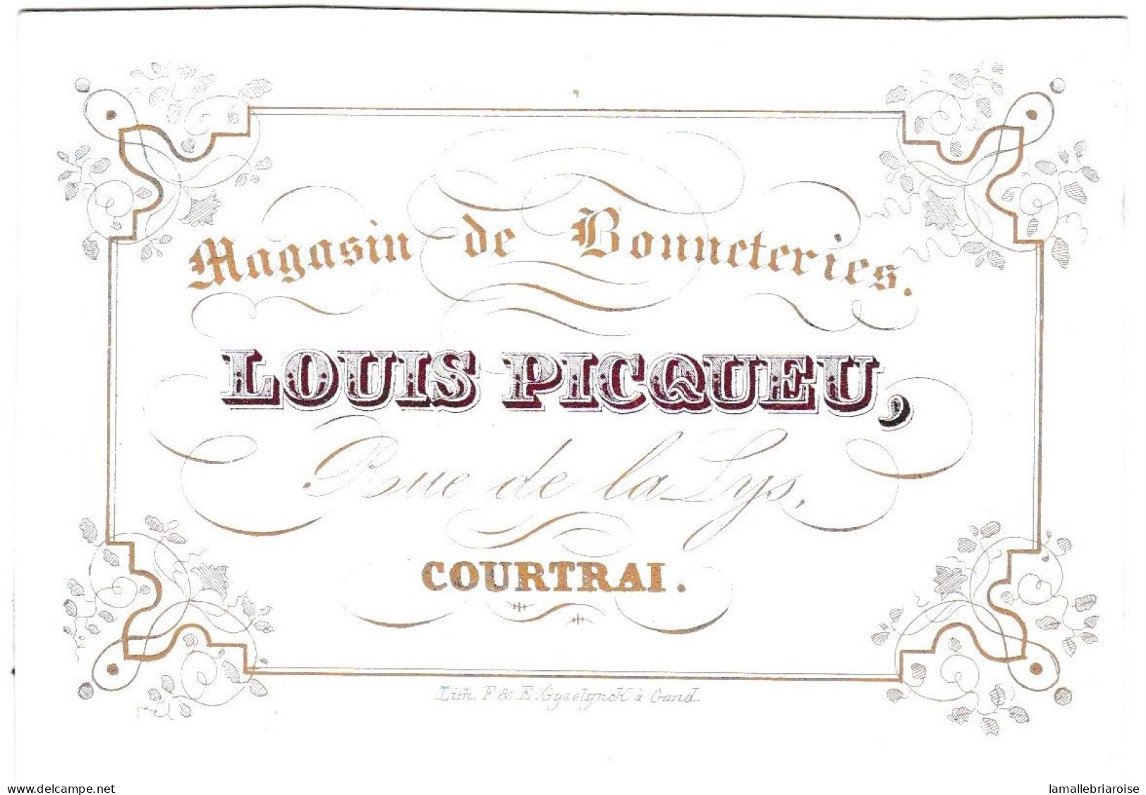 Belgique "Carte Porcelaine" Porseleinkaart,Bonneteries, Louis Picqeu, Courtai, Dim:97 X 68mm - Porzellan