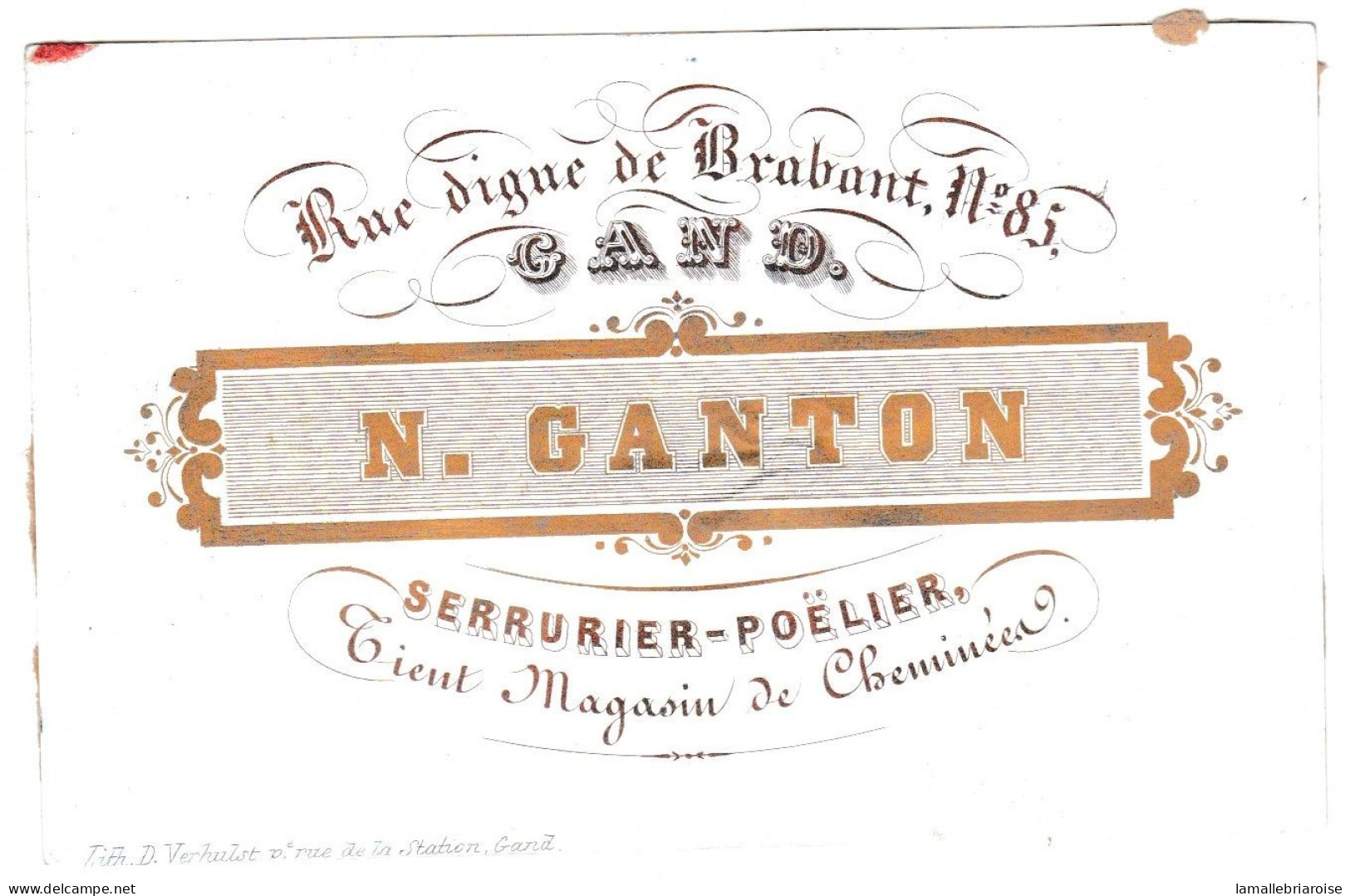 Belgique Carte Style "porcelaine" Porseleinkaart, N. Canton, Serrurier - Poelier, Gand, Dim:110 X 70mm - Porcelana