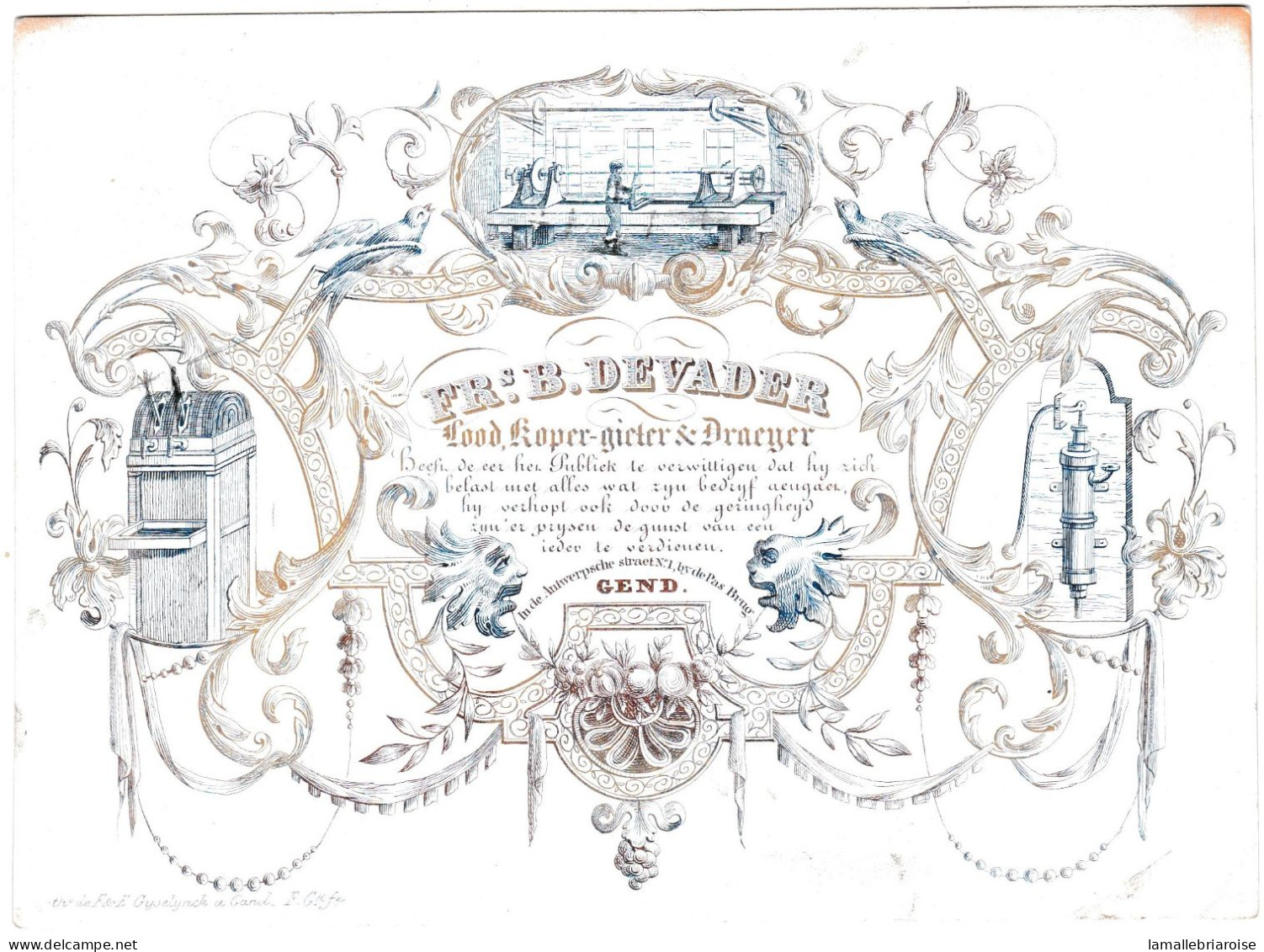 Belgique Carte Style "porcelaine" Porseleinkaart, FRs B. Devader, Lood, Koper-gieter & Draeyer, Gend, Dim:179 X 132mm - Porzellan
