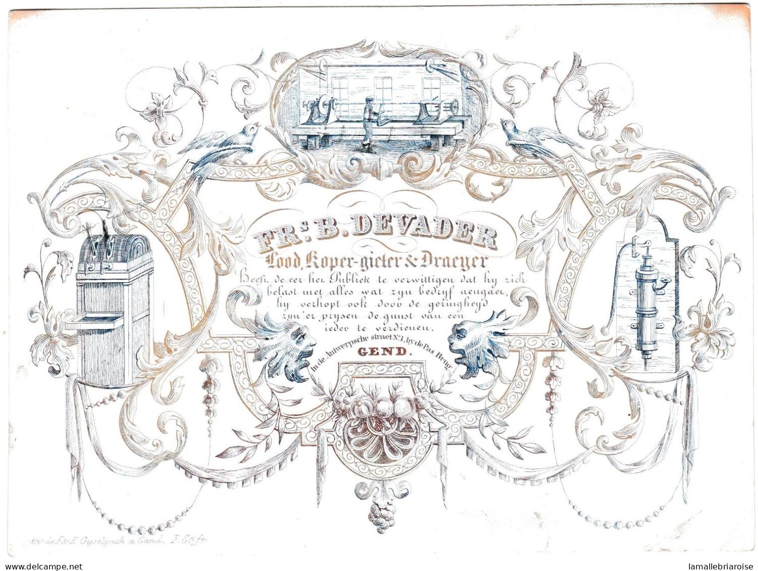 Belgique Carte Style "porcelaine" Porseleinkaart, FRs B. Devader, Lood, Koper-gieter & Draeyer, Gend, Dim:179 X 132mm - Cartoline Porcellana