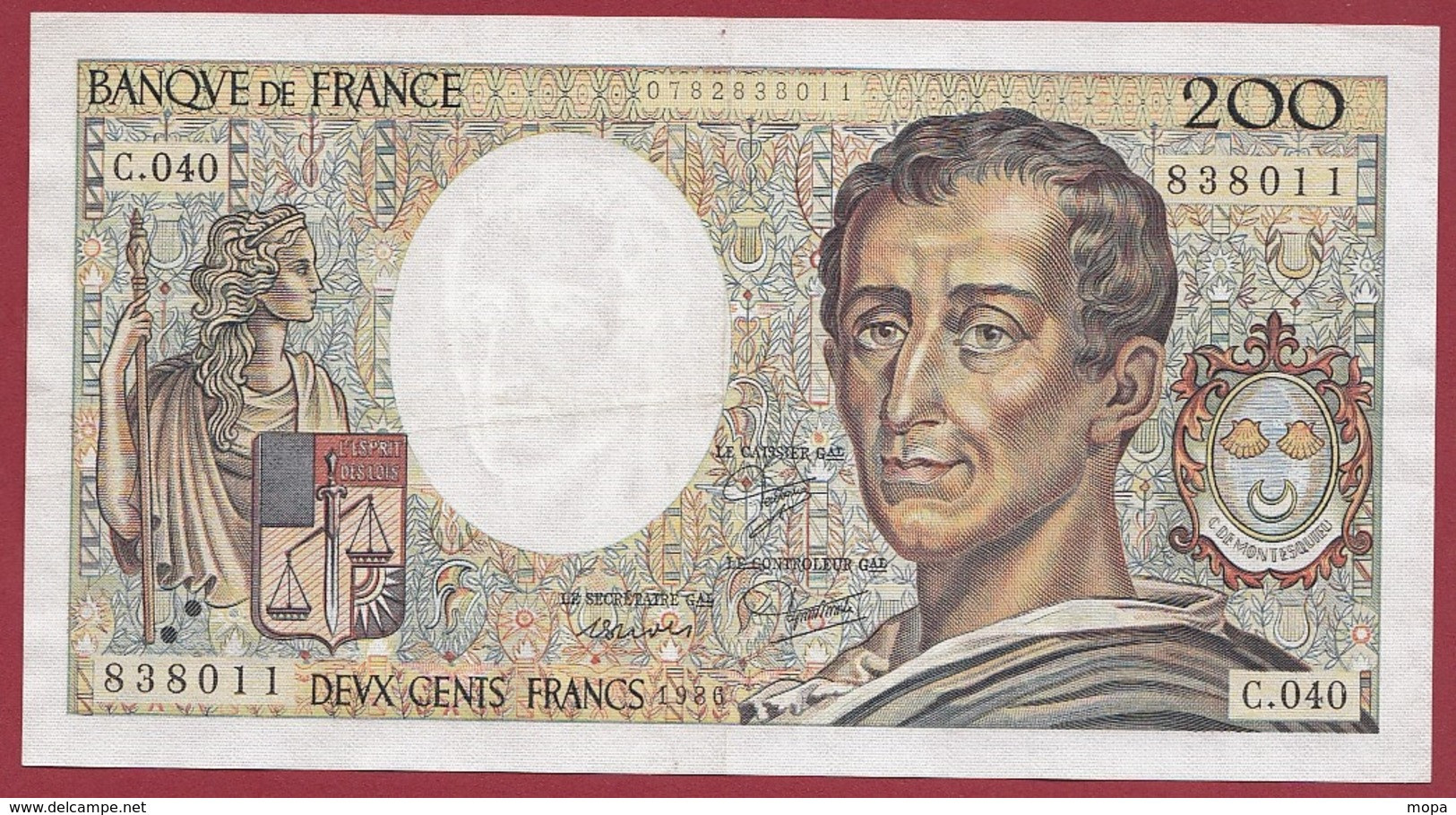 200 Francs "Montesquieu" 1986 ----TTB+----ALPH.C.040---AUCUN TROU D EPINGLE - 200 F 1981-1994 ''Montesquieu''