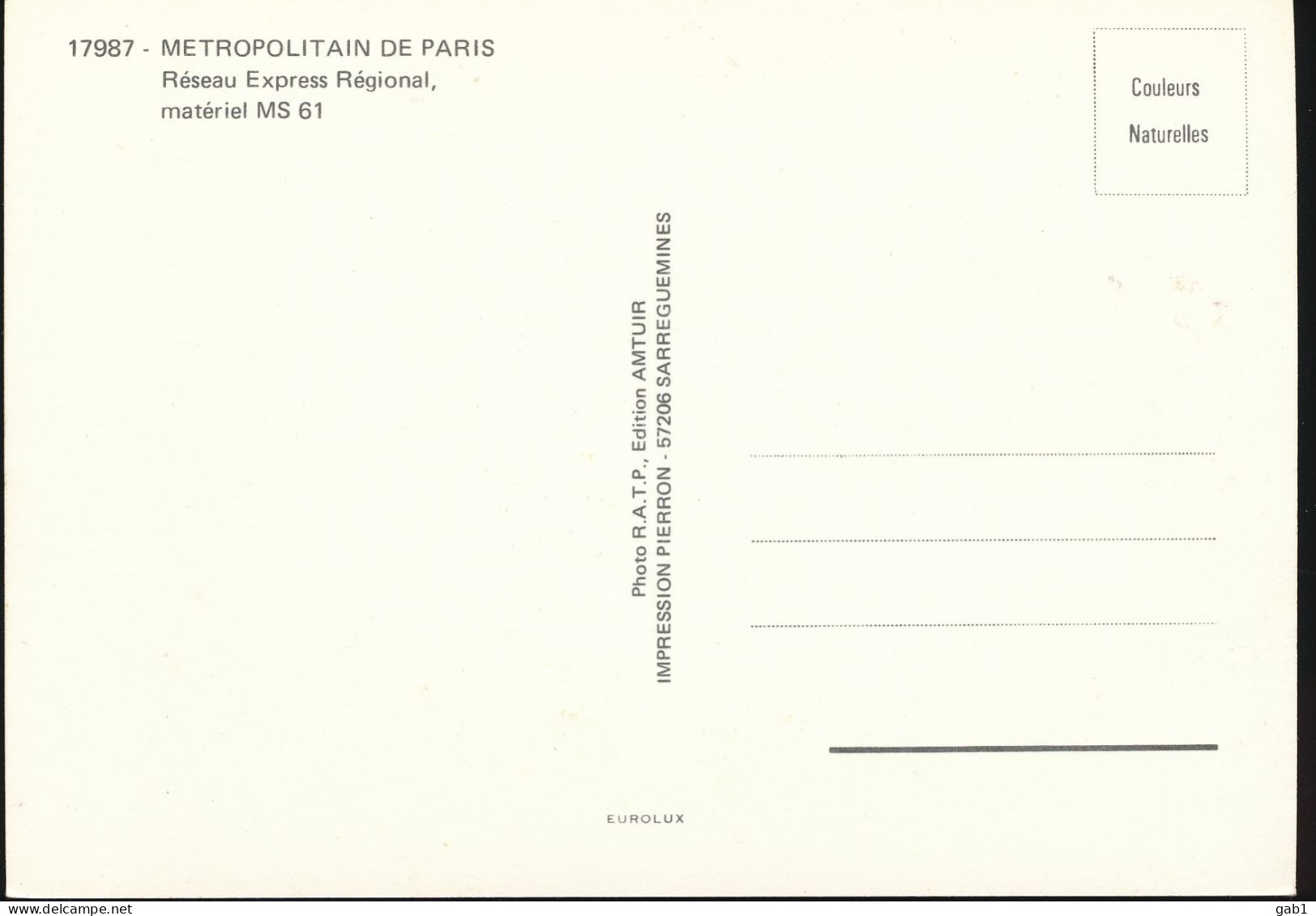 METROPOLITAIN De PARIS --- Reseau Express Regional, Materiel MS 61 - Métro