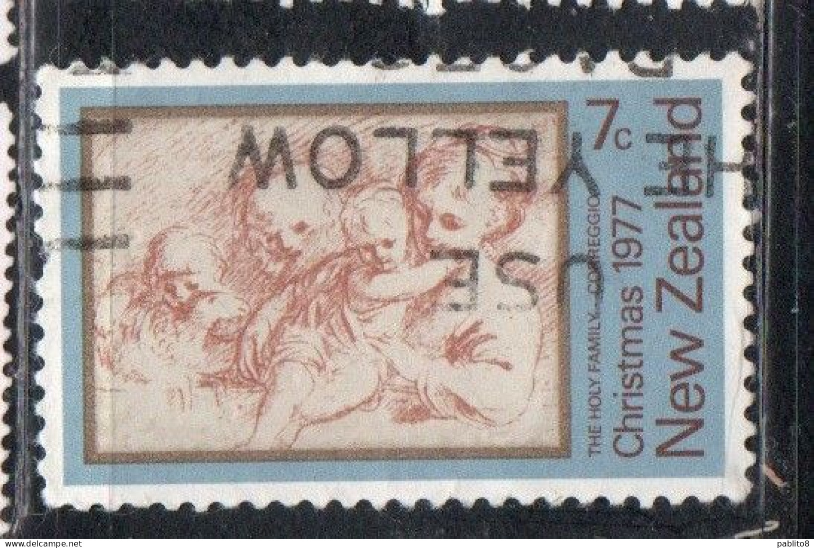 NEW ZEALAND NUOVA ZELANDA 1977 HOLY FAMILY BY CORREGGIO CHRISTMAS NATALE NOEL WEIHNACHTEN NAVIDAD 7c USED USATO OBLITERE - Used Stamps