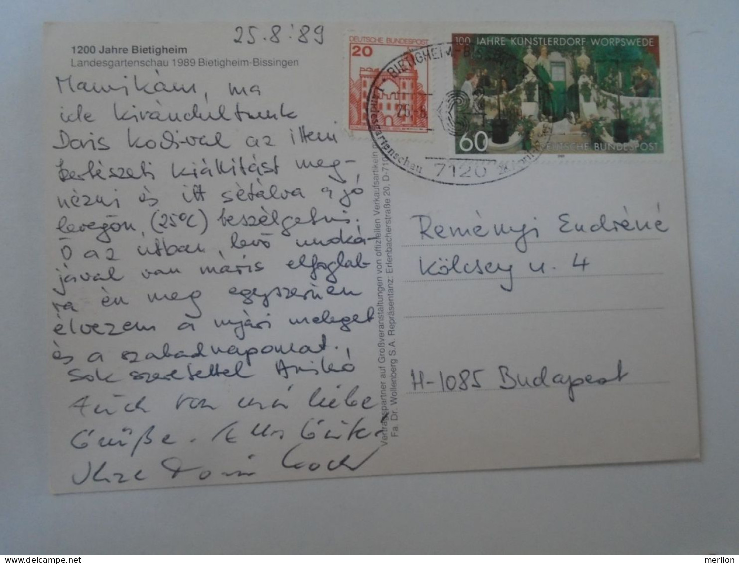 D197595  Bietigheim-Bissingen - Landesgartenschau 1989 - 1200 Jahre Bietigheim      Sent To Hungary - Bietigheim-Bissingen