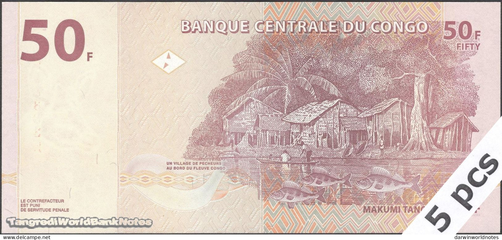 DWN - CONGO DEMOCRATIC REPUBLIC P.97Aa - 50 Francs 2013 UNC - Various Prefixes DEALERS LOT X 5 - République Démocratique Du Congo & Zaïre