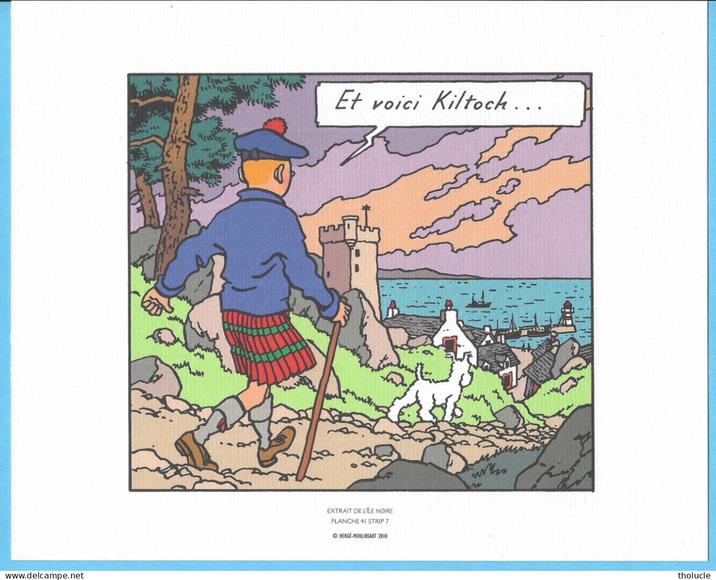Ex-Libris-Extrait De Tintin "L'île Noire" Tintin En Ecosse-Kilt-Dim.240x193mm Sur Papier Dessin 220gr-Tirés(tiré) à Part - Illustrateurs G - I