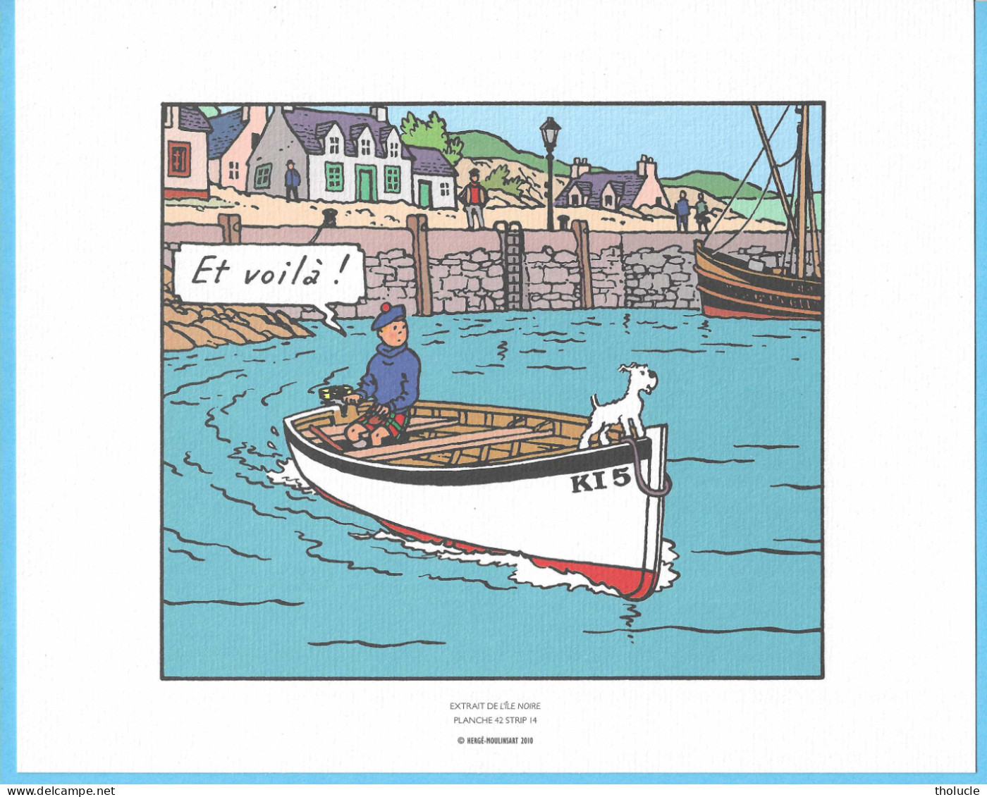 Ex-Libris-Extrait De Tintin "L'île Noire" Tintin Et Milou En Ecosse-Dim.240x193mm-papier Dessin 220gr-Tirés(tiré) à Part - Illustrateurs G - I