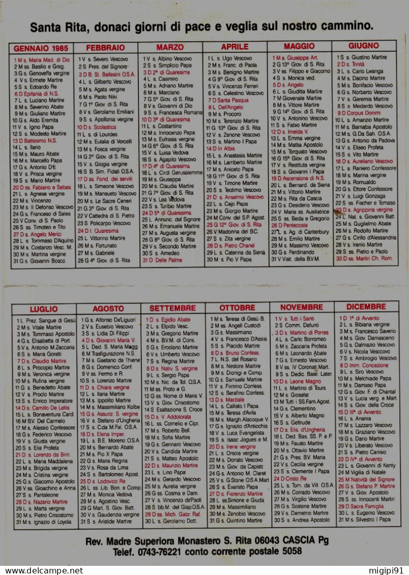 **  CALENDARIO RITINIANO 1985 ** - Formato Grande : 1981-90