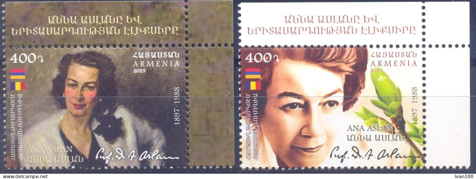 2023. Armenia, Ana Aslan, Doctor, 2v, Joint Issue With Romania,  Mint/** - Armenia