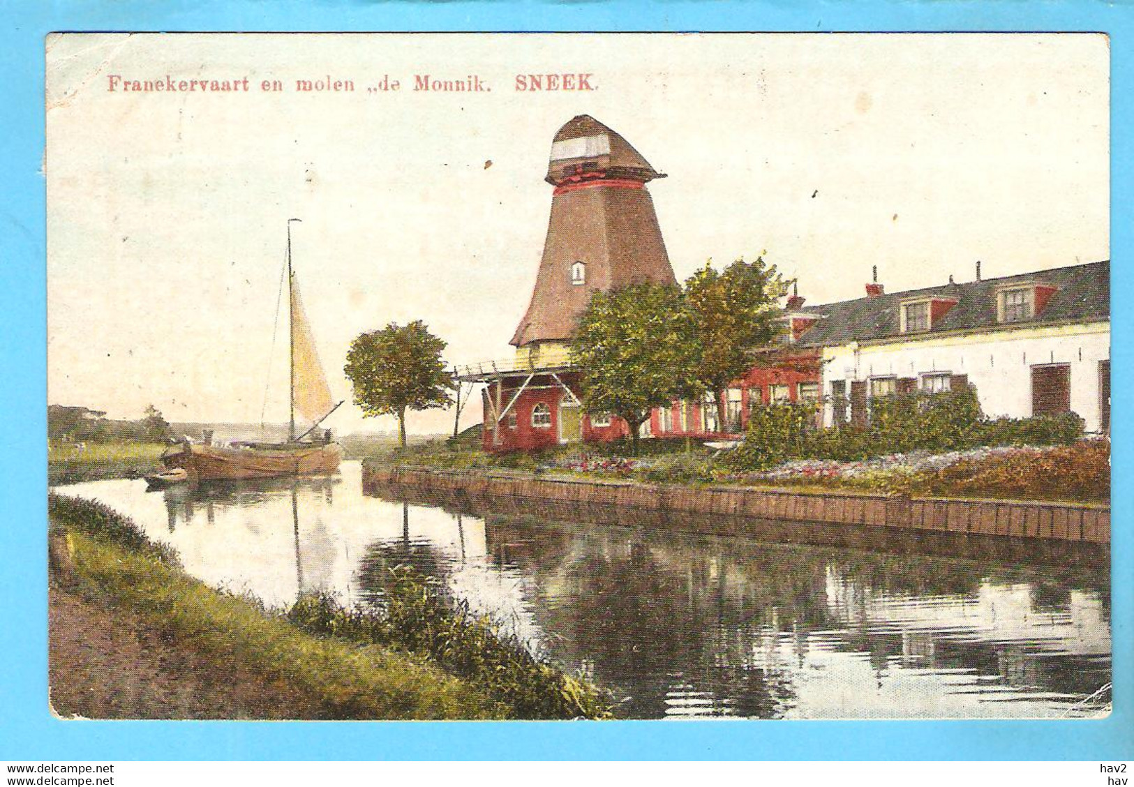 Sneek Franekervaart Molen De Monnik 1911 RY57008 - Sneek