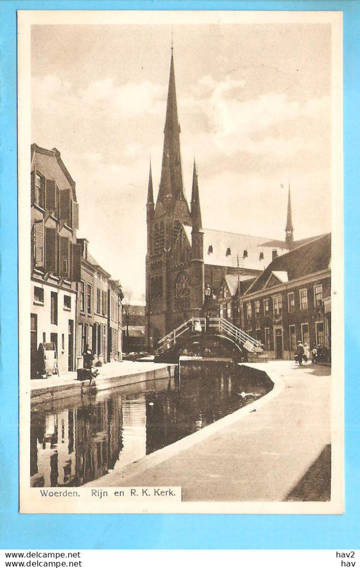 Woerden Rijn En RK Kerk 1925 RY57226 - Woerden