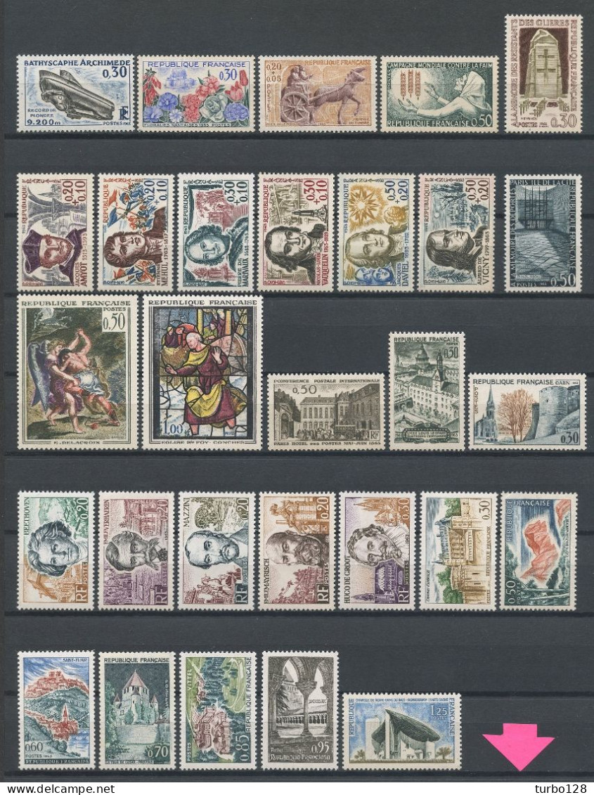 FRANCE ANNEE 1963 ** Complète ( 1368/1403 ) Neufs MNH Superbe C 34 € Scan Contractuel Jahrgang Ano Completo Full Year - 1960-1969