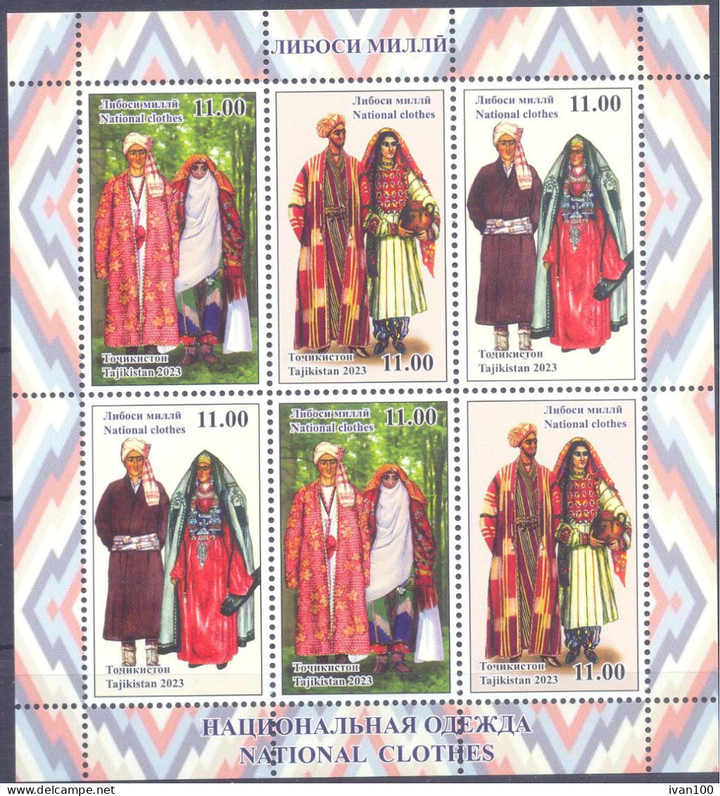 2023. Tajikistan, National Clothes, Sheetlet Perforated, Mint/** - Tadzjikistan