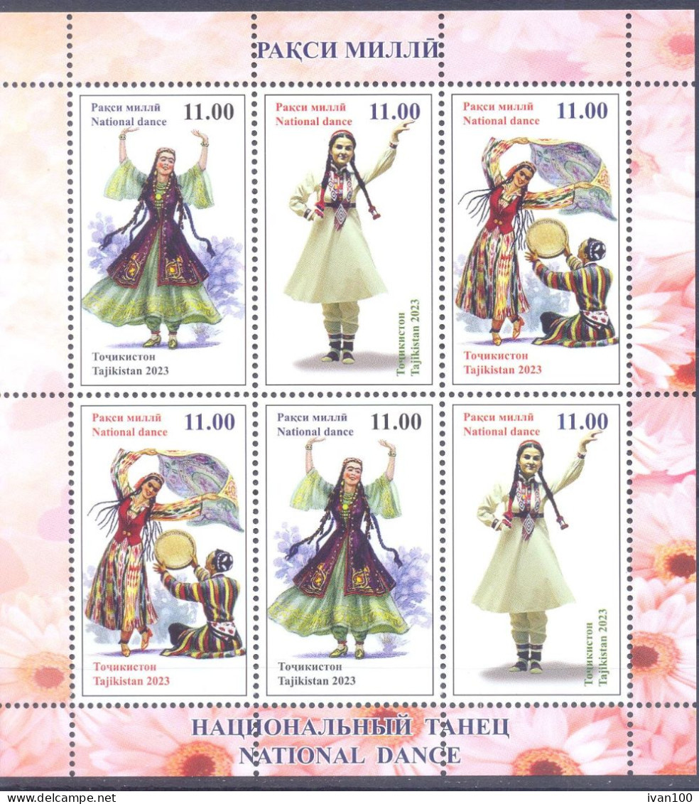 2023. Tajikistan, National Dances, Sheetlet Perforated, Mint/** - Tajikistan