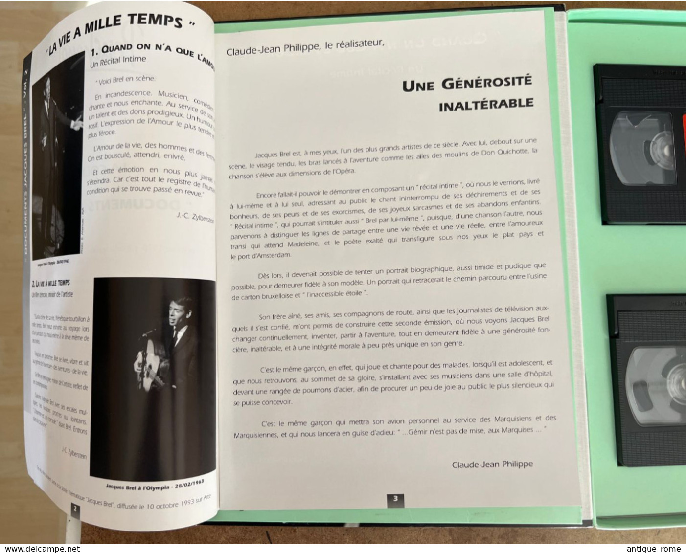 RARE Coffret Numéroté BREL_ La Vie à Mille Temps_ 1 Livret + 2 VHS En Bon Etat - Concerto E Musica