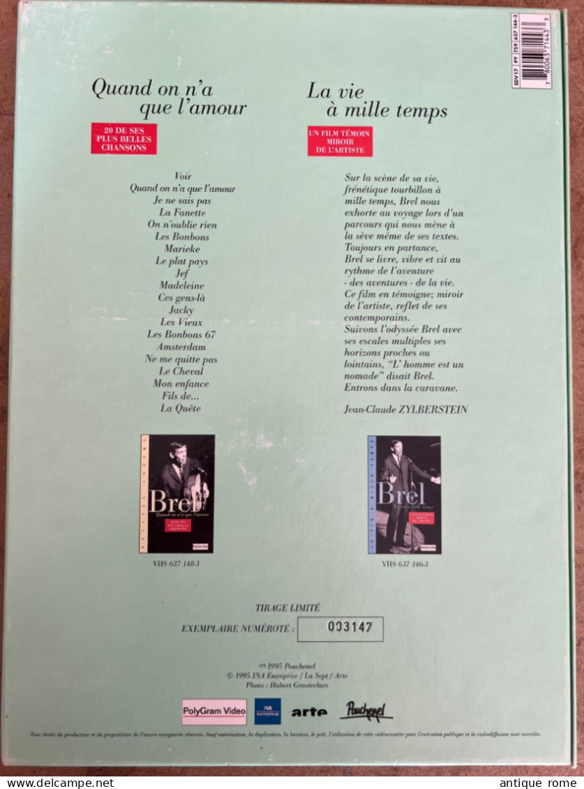 RARE Coffret Numéroté BREL_ La Vie à Mille Temps_ 1 Livret + 2 VHS En Bon Etat - Concert & Music