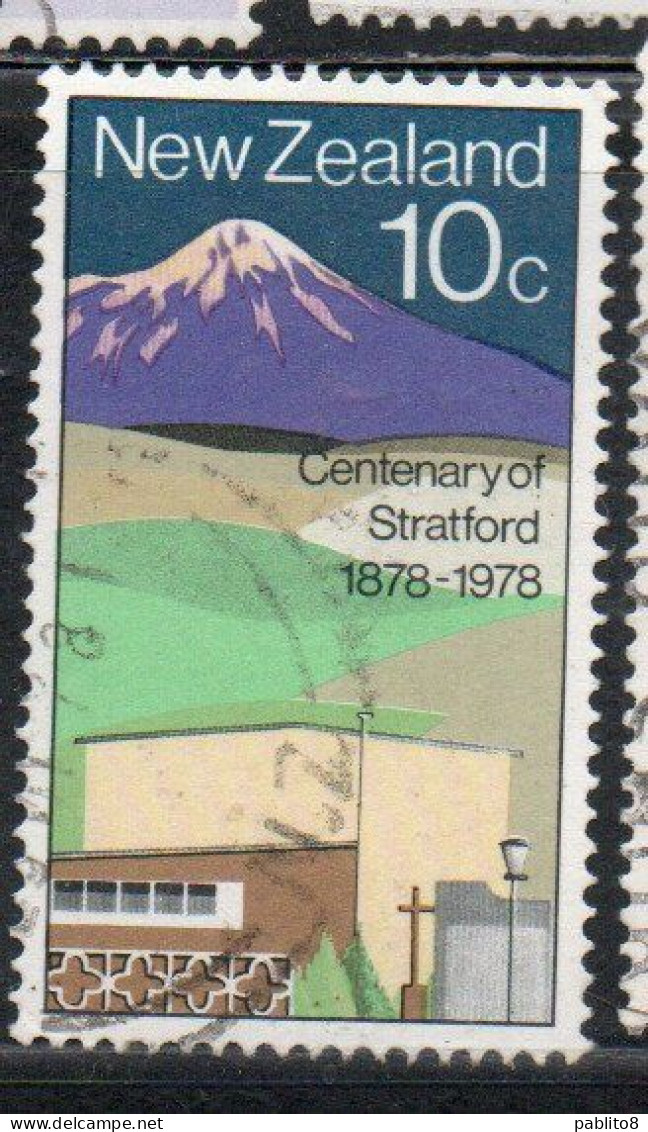 NEW ZEALAND NUOVA ZELANDA 1978 CENTENARY OF STRATFORD 10c USED USATO OBLITERE' - Gebraucht