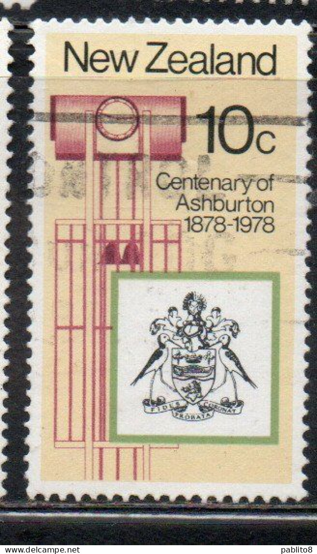 NEW ZEALAND NUOVA ZELANDA 1978 CENTENARY OF ASHBURTON 10c USED USATO OBLITERE' - Oblitérés