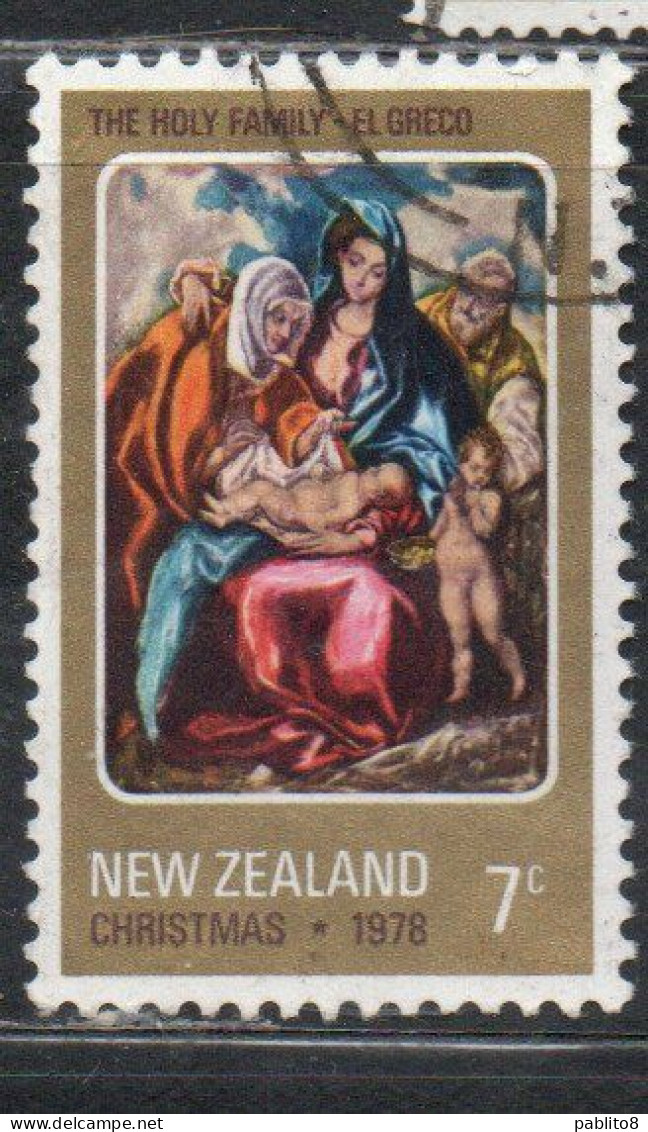NEW ZEALAND NUOVA ZELANDA 1978 HOLY FAMILY BY EL GRECO CHRISTMAS NATALE NOEL WEIHNACHTEN NAVIDAD 7c USED USATO OBLITERE' - Used Stamps